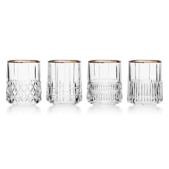 Mikasa 4-Piece Carrick Gold Double Old Fashioned Glass Set - Picture 1 of 10